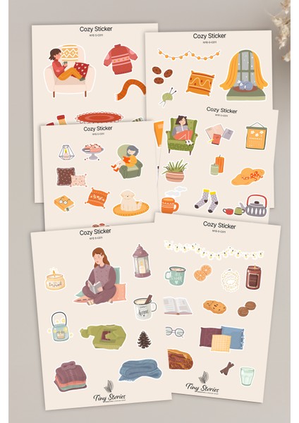 Cozy Temalı Sticker Seti - 6 Adet / Ajanda, Defter,bullet Journal,scrapbook