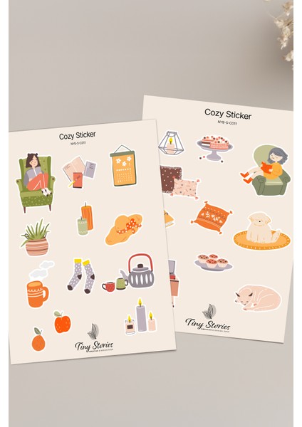 Cozy Temalı Sticker Seti - 6 Adet / Ajanda, Defter,bullet Journal,scrapbook fiyatları