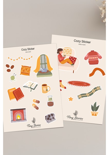 Cozy Temalı Sticker Seti - 6 Adet / Ajanda, Defter,bullet Journal,scrapbook modelleri