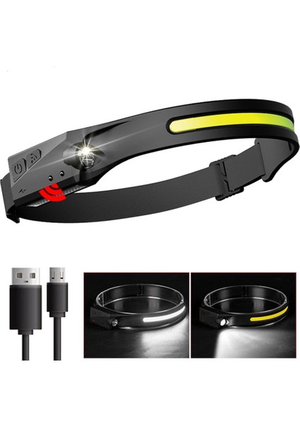 PS-001 5 Aydınlatma Modlu Cob LED Sensörlü USB Şarj Edilebilir Dahili Pilli Kafa Lambası fırsatları