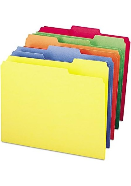 Renkli Dosya Klasörü, 1/3 Kesim, Mektup Boyutu, Farklı Ana Renkler, Kutu Başına 100 (11943) modelleri