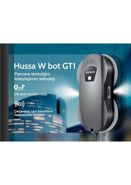 Hussa W Bot Gt1 Akıllı Cam Temizleme Robotu, Çift Ultrasonik Sprey,+ Uzaktan Kumandalı