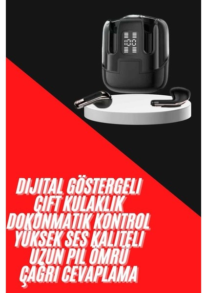 4 Adet Çift Kulaklık Dijital Göstergeli Yüksek Ses Kaliteli Bluetooth Kulaklık - ME001W-51VDA9
