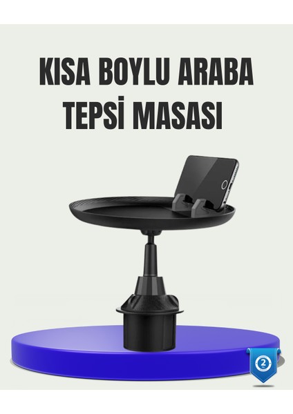 360° Döner Araç Bardaklık Tepsisi Geniş Yemek Alanlı Telefon Standlı - BI001V-4YVN47