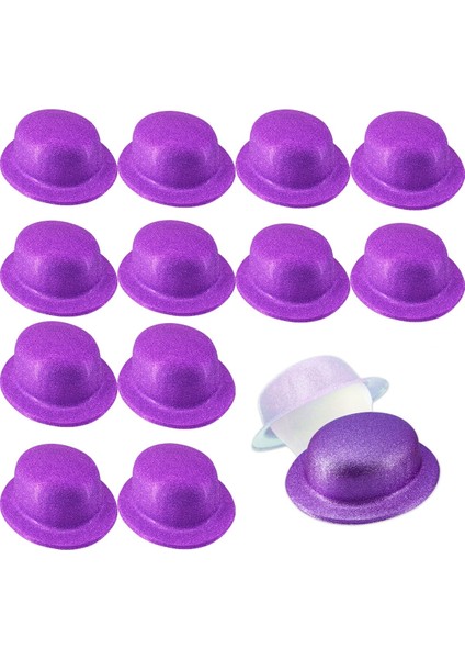 Mor Renk Simli Melon Yuvarlak Parti Şapkası 12 Adet
