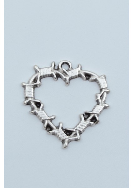 Dikenli Kalp Gümüş Kaplama Kolye Ucu