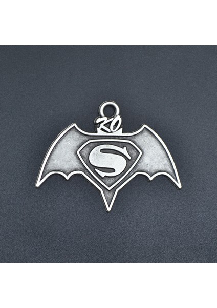 Batman Süperman Gümüş Kaplama Kolye Ucu