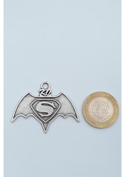 Batman Süperman Gümüş Kaplama Kolye Ucu