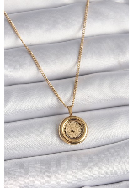 316L Çelik Gold Renk Zincir Gold Altın Model Kadın Kolye - TJ-BKO9572