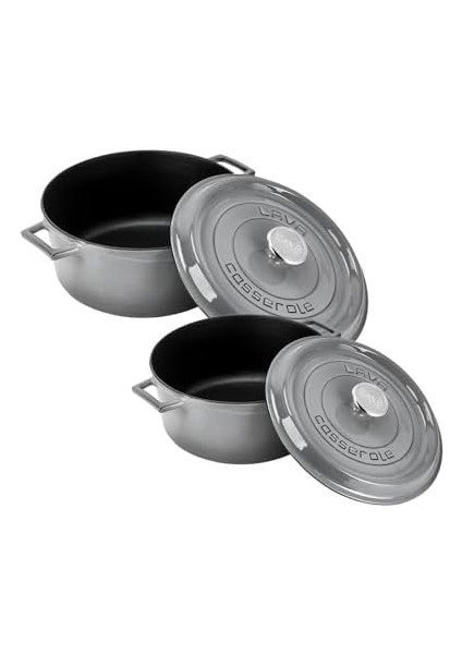 Metal Premium Serisi - Döküm Yuvarlak Tencere Seti 24 cm & 28 Cm, Majolik Gri fiyatları