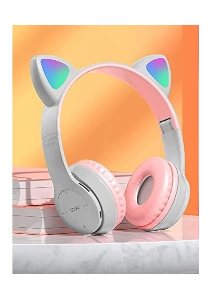 Teknosepetim Mikrofonlu Işıklı Renk Değiştiren Cat Kedi Kulaklık Gri-Pembe Gamer Oyuncu Kulaklığı P47M Kulaklık Çocuk Yetişkin Uygun,, Gripembe, Small modelleri