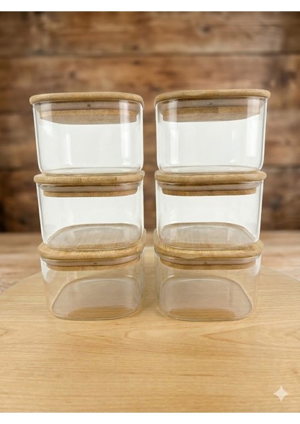 400 ml 6'lı Borosilikat Cam Kahvaltılık Seti | Bambu Vakumlu Kapaklı – Sızdırmaz Saklama Kabı fiyatları