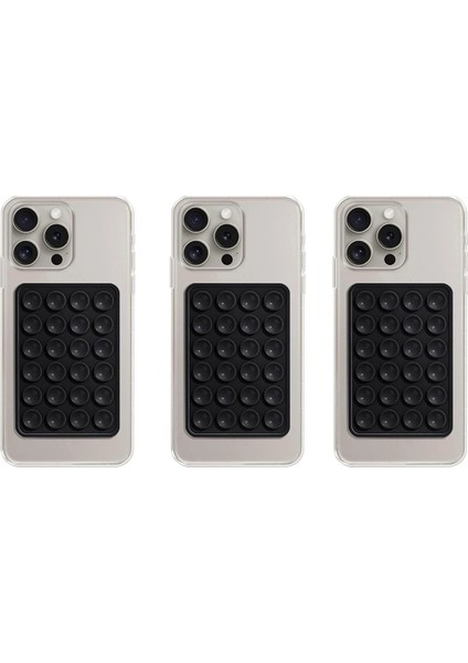 Telefon Arkası Silikon Vantuz Güçlü Tutucu Siyah 3 Adet