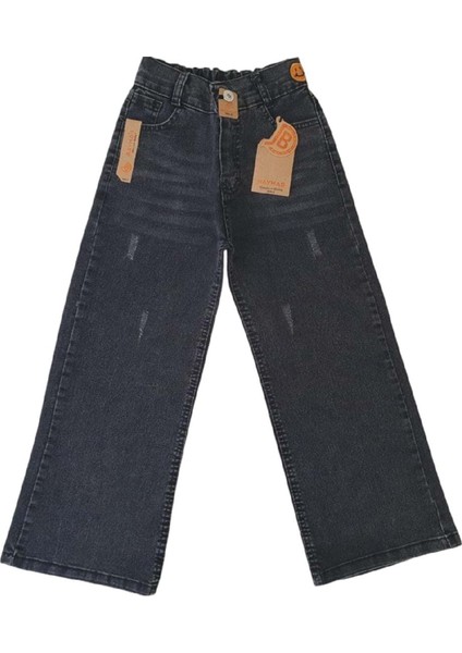 434443 Kız Kot Pantolon 5/8 Yaş - Füme - 7-8 Yaş