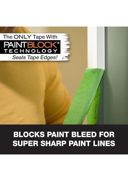 240660 Çok Yüzeyli Boyacı Bandı, Orta Yapışma, 1,41 Inç x 60 Yard, Yeşil, 4 Rulo