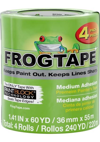 240660 Çok Yüzeyli Boyacı Bandı, Orta Yapışma, 1,41 Inç x 60 Yard, Yeşil, 4 Rulo modelleri