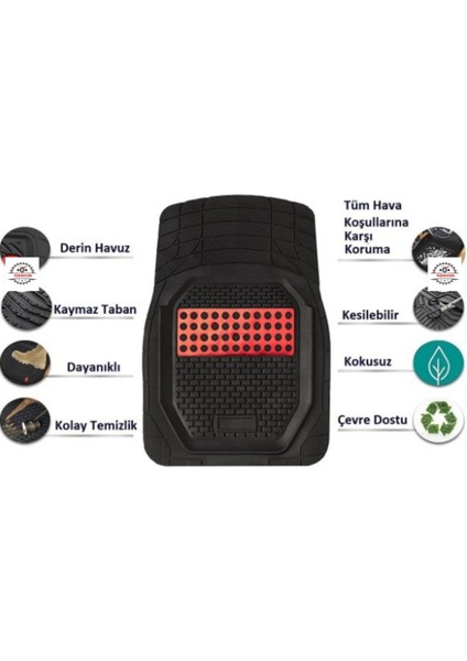 Seat Altea 2004-2005-2006-2007-2008-2009-2010-2011-2012-2013-2014-2015 Havuzlu Oto Paspas Orbital Kırmızı Yeni Üretim 3D Araba Paspası Esnek fırsatları