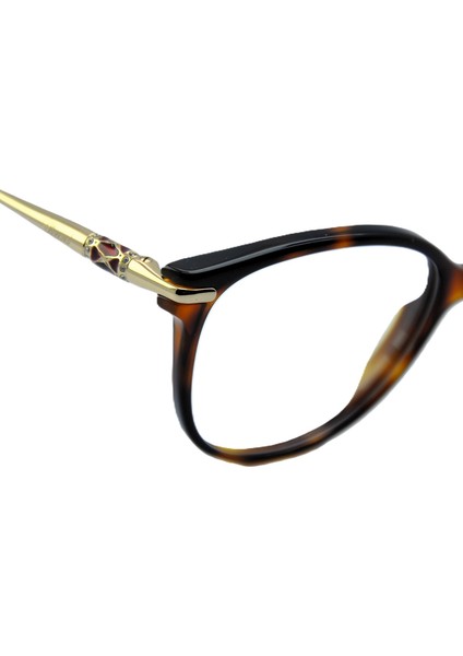 VCH216S 09XK 23KT Gold Cat Eye Kedi Gözü Kahverengi Havana 23KT Altın Kadın Gözlük