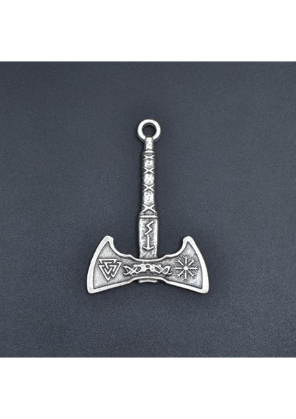 Viking Run Sembol Balta Gümüş Kaplama Kolye Ucu