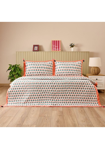 Soft Franky Çift Kişilik Yatak Örtüsü Seti - Somon