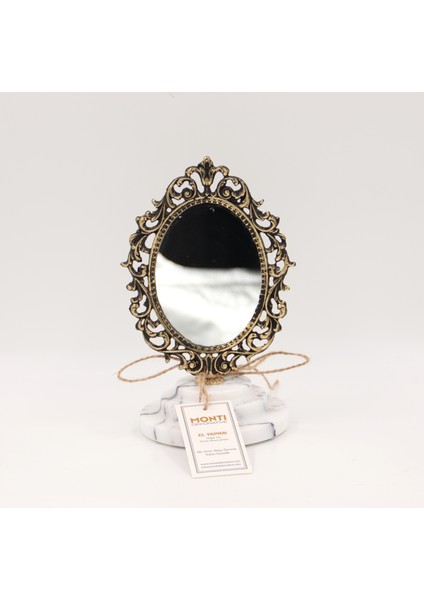 El Yapımı Mermer Taşlı Bronz Çerçeveli Ayna fırsatları