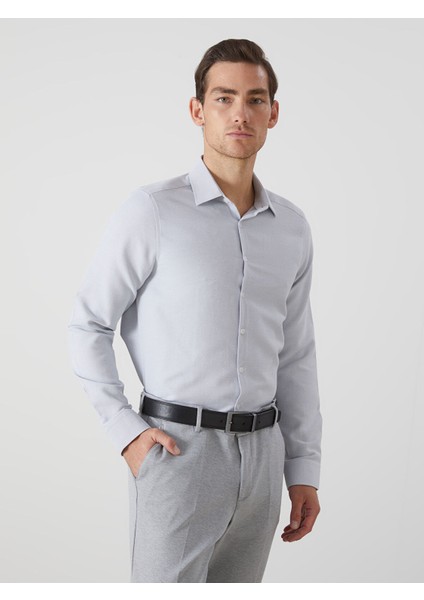 Yeni Sezon Slim Fit Uzun Kollu Armürlü Erkek Gömlek