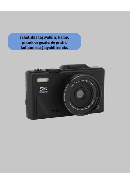 Bfs Taşınabilir Dijital Kamera 5k 75MP Stabilizasyonlu 18X Zoom Otofokus indirimleri