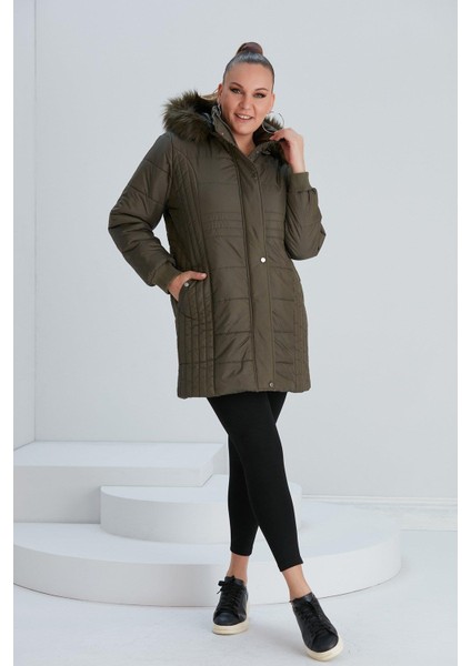 Büyük Beden Kapitone Şişme Kaban