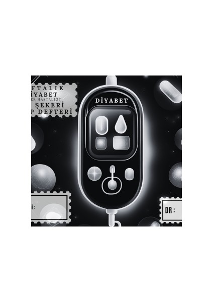 Diyabet Ölçüm Takip Çizelgesi Defteri A Kalite Özel Tasarım 3 Aylık A5 Siyah-Beyaz