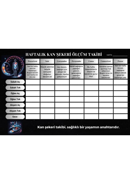 Diyabet Ölçüm Takip Çizelgesi Defteri A Kalite Özel Tasarım 3 Aylık A5 Siyah-Beyaz fırsatları