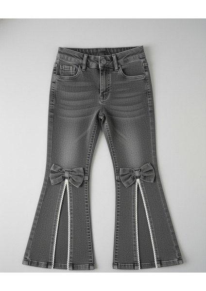 Kız Çocuk Füme Fiyonk Detaylı Ispanyol Paça Kot Pantolon fiyatları