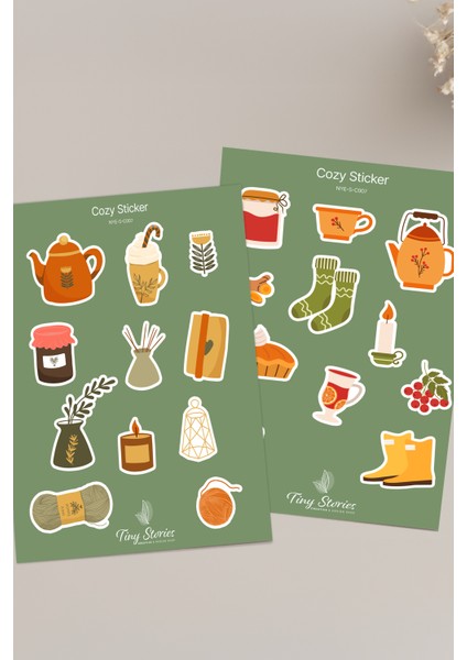 Cozy Temalı Sticker Seti - 6 Adet / Ajanda, Defter,bullet Journal,scrapbook modelleri