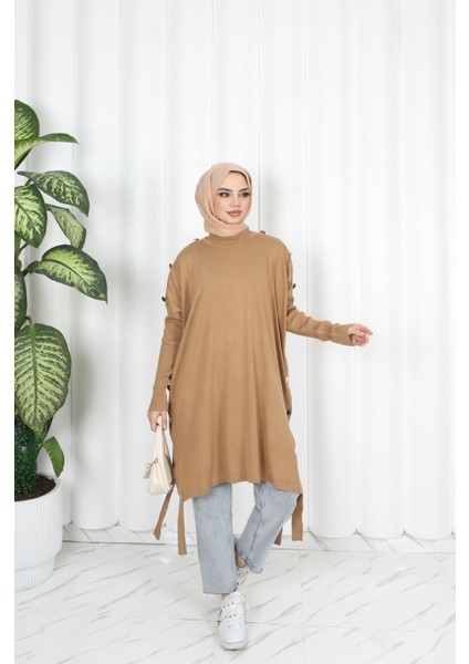 Düğme Detaylı Merserize Tunik fiyatları