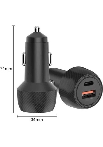 Hızlı Oto Şarj Cihazı 38W Çift Girişli Hızlı Şarj Oto Çakmaklık Type-C - ME001W-51VQK2 indirimleri