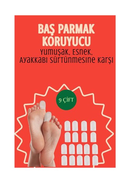 Hsnet 9 Çift Silikon Parmak Koruyucu – Baş Parmak Uyumlu | Yumuşak Esnek Ayakkabı Sürtünmesine Karşı