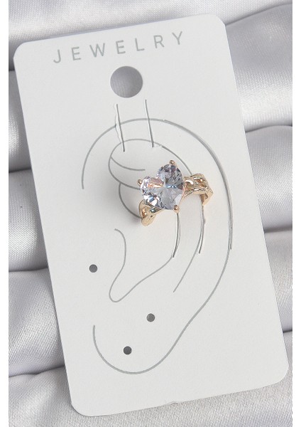 Pirinç Gold Renk Zirkon Taşlı Kalp Model Kadın Kıkırdak Küpe - TJ-BKP10578 fiyatları