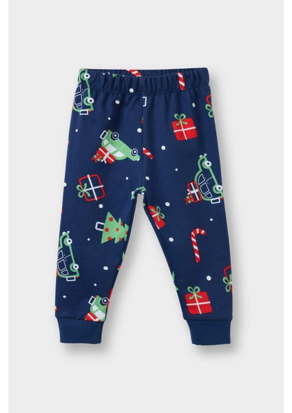 Erkek Bebek Yeni Yıl Baskılı Uzun Kollu Ince Sweatshirt Kumaşı 2li TAKIM G1973A525CW fiyatları