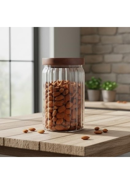 Akasya Kapaklı Çizgili Cam Kavanoz (750 Ml) | Hava Geçirmez, Modern Fitilli Tasarım Gıda Saklama Kabı | Bakliyat, Kahve, Çay ve Kuruyemiş Kavanozu (9X15 Cm) modelleri