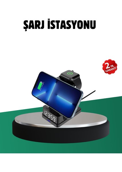 Kablosuz Şarjlı Dijital Masa Saati – 3 Parlaklık Seviyeli LED Hızlı Şarj App - BI001V-4YWWO