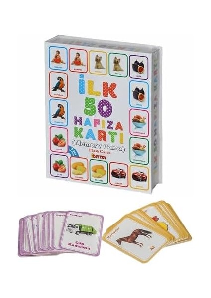 Oyuncak Minik Bebeğimin Ilk 50 Hafıza Kartları ve Ilk 50 Hayvanlar Kartları Kart 2&apos;li Set Eğitici Öğretici Zeka Gelişimi Anaokulu ve Kreş Seviyesi Için Uygun modelleri