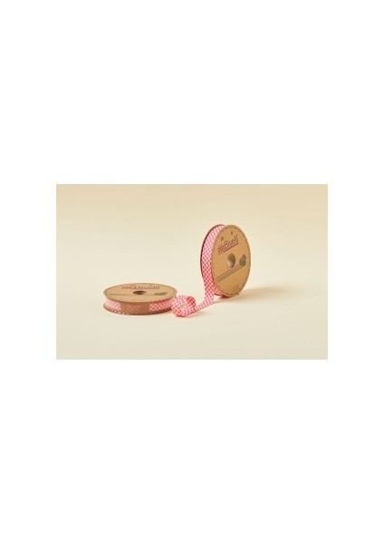 Biye Ekoseli Katlı E03 Kırmızı 2 cm 25 Metre %65 Koton %35 Polyester