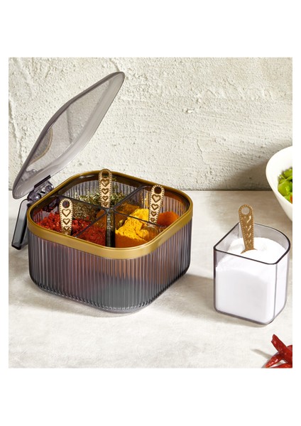 4 Bölmeli Şık Plastik Açılır Kapanır Kapaklı Baharatlık, Organizer, Saklama, Düzenleme modelleri