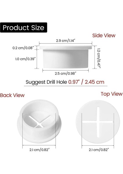 Kablolar Için Masa Deliği Kapağı, 20 Parça Lastik Kablo Koruması, Esnek ve Dayanıklı Delik Kapama, Masa ve Duvarlar Için Pratik Çözüm, Ofis ve Ev Kullanımına Uygun