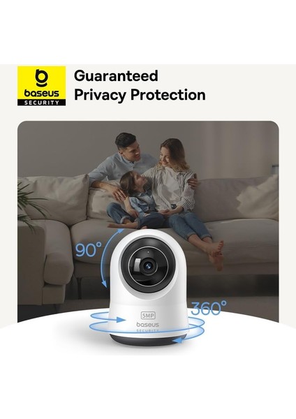 Security P1 Pro Iç Mekan 3k Wi-Fi Kamerası – Yapay Zeka Algılama, 360° Dönebilme, Gece Görüşü, 256GB’A Kadar Microsd Kart Desteği ve Sesli Asistan Uyumluluğu,dijital Zoom – Beyaz