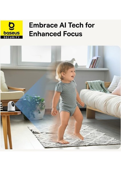 Security P1 Pro Iç Mekan 3k Wi-Fi Kamerası – Yapay Zeka Algılama, 360° Dönebilme, Gece Görüşü, 256GB’A Kadar Microsd Kart Desteği ve Sesli Asistan Uyumluluğu,dijital Zoom – Beyaz modelleri