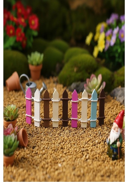 Mini Çok Renkli Bahçe Çiti 1 Adet 3X60 cm Teraryum Okul Ev Proje Renkli Minyatür Çit Ahşap Dekor fırsatları