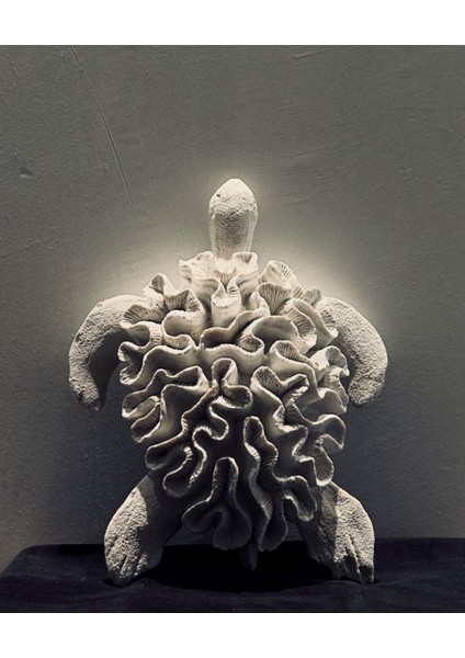 Modern Deniz Kaplumbağası Heykel – 34X28 cm Polyester Mercan Dokulu & Masa Üstü fiyatları