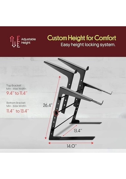 PLPTS38 Dizüstü Bilgisayar Standı, Ayarlanabilir Yükseklik, Ergonomik Tasarım, Kaymaz Dişler, Dj Mikseri, Ses Cihazları, Iş Istasyonu, Oyun ve Ev Için fiyatları