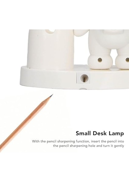 Beyaz Astronot Çalışma Lambası, Şarj Edilebilir Silikon Küçük Masa Lambası Kalem Tutuculu