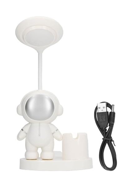 Beyaz Astronot Çalışma Lambası, Şarj Edilebilir Silikon Küçük Masa Lambası Kalem Tutuculu modelleri